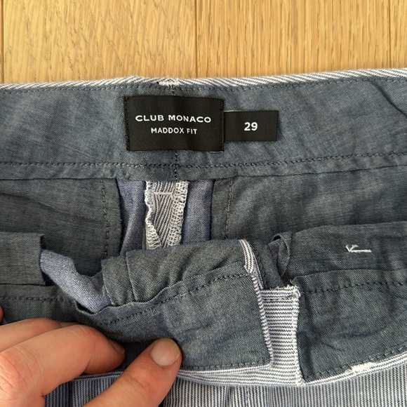 Club Monaco Maddox Fit Stretched Linen Cotton Blend Elastane Shorts Men’s Sz 29 - Picture 2 of 3